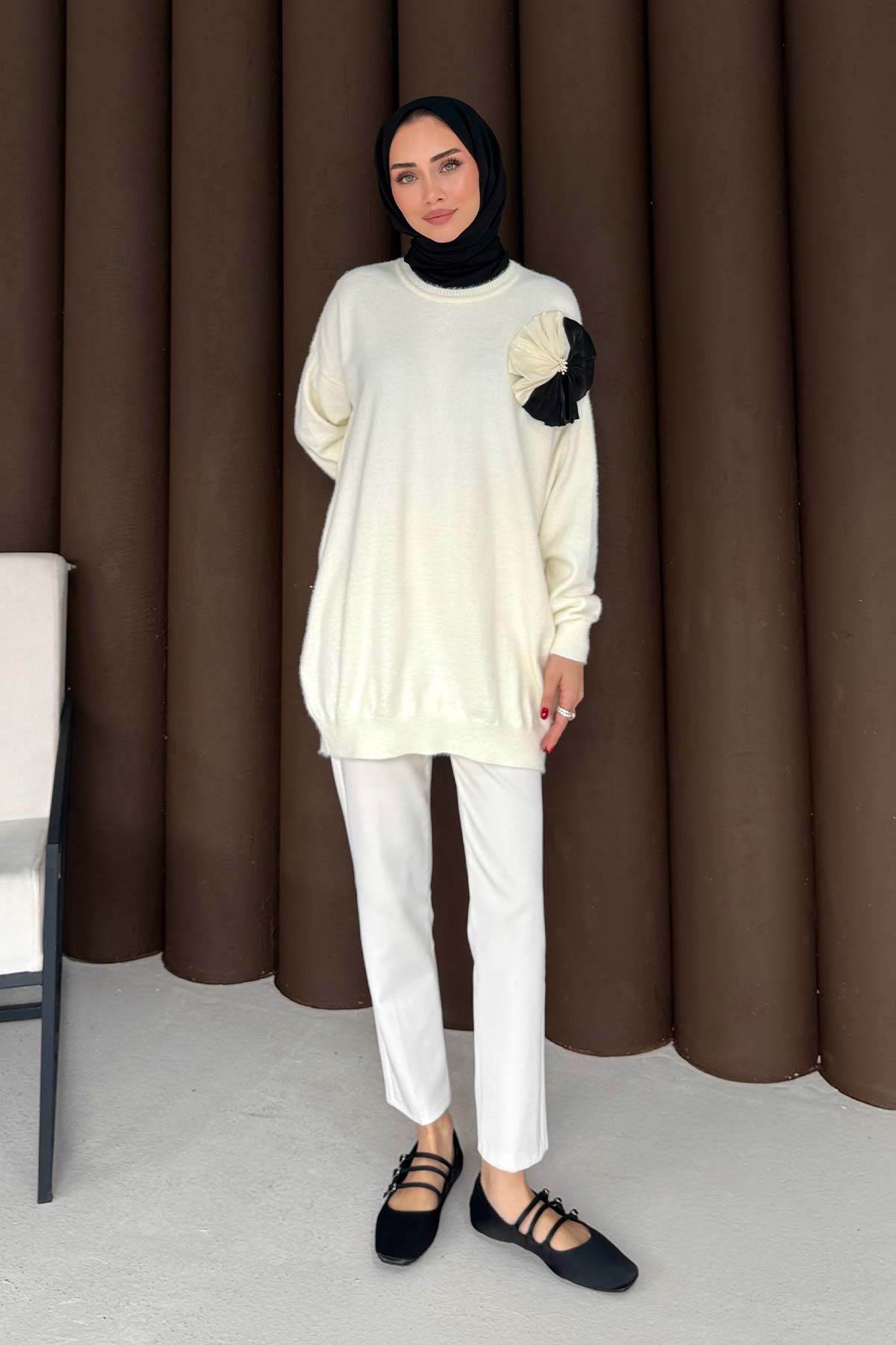 Broşlu Triko Tunik 70-2478