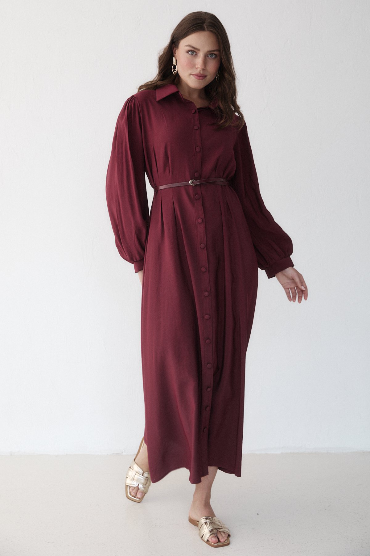 Modal Kemerli Elbise 32-2363