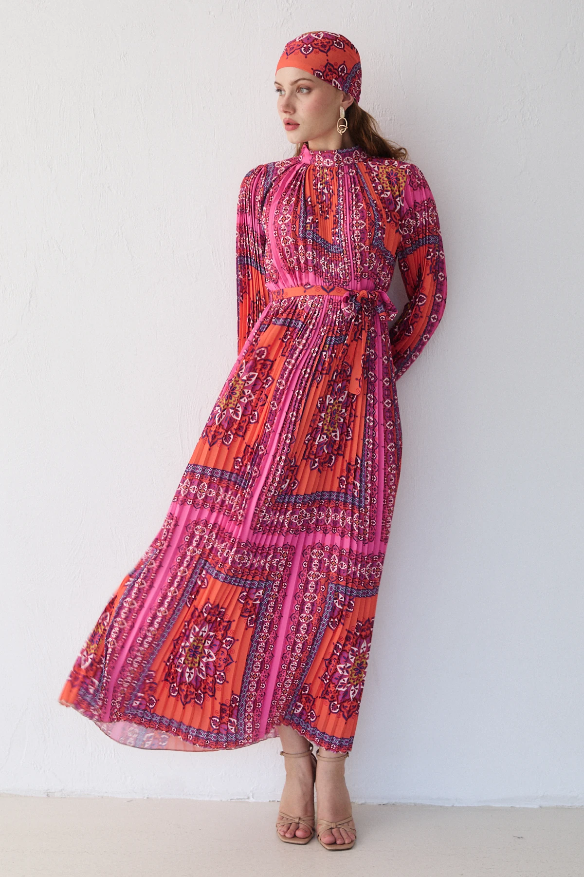 Desenli Pilisole Elbise 32-2366