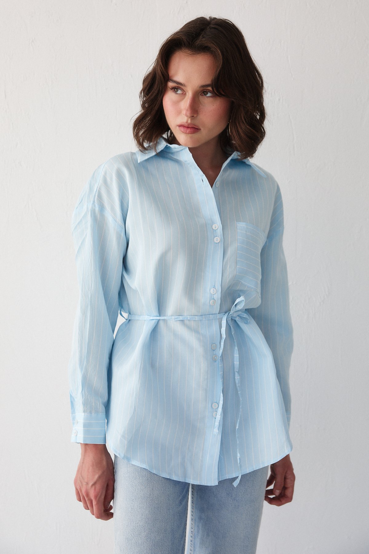 Çizgili Poplin Gömlek 3-3343