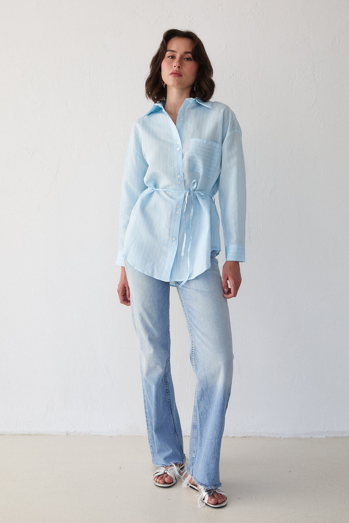 Çizgili Poplin Gömlek 3-3343