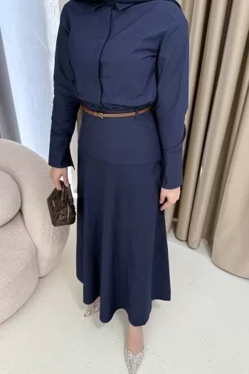 Kemerli Poplin Elbise 3-0044