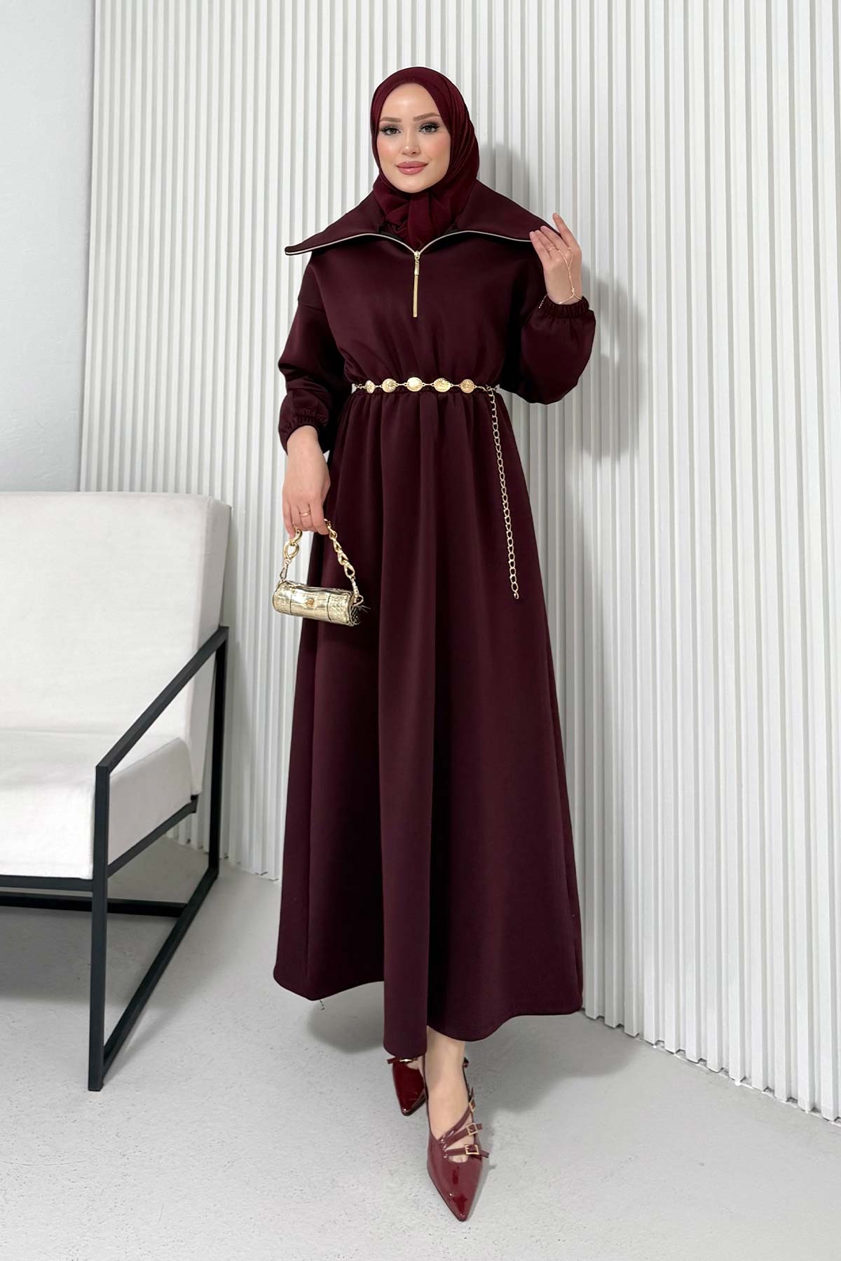 Kemerli Scuba Elbise 68-6215-1