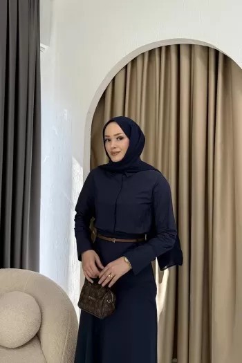 Kemerli Poplin Elbise 3-0044
