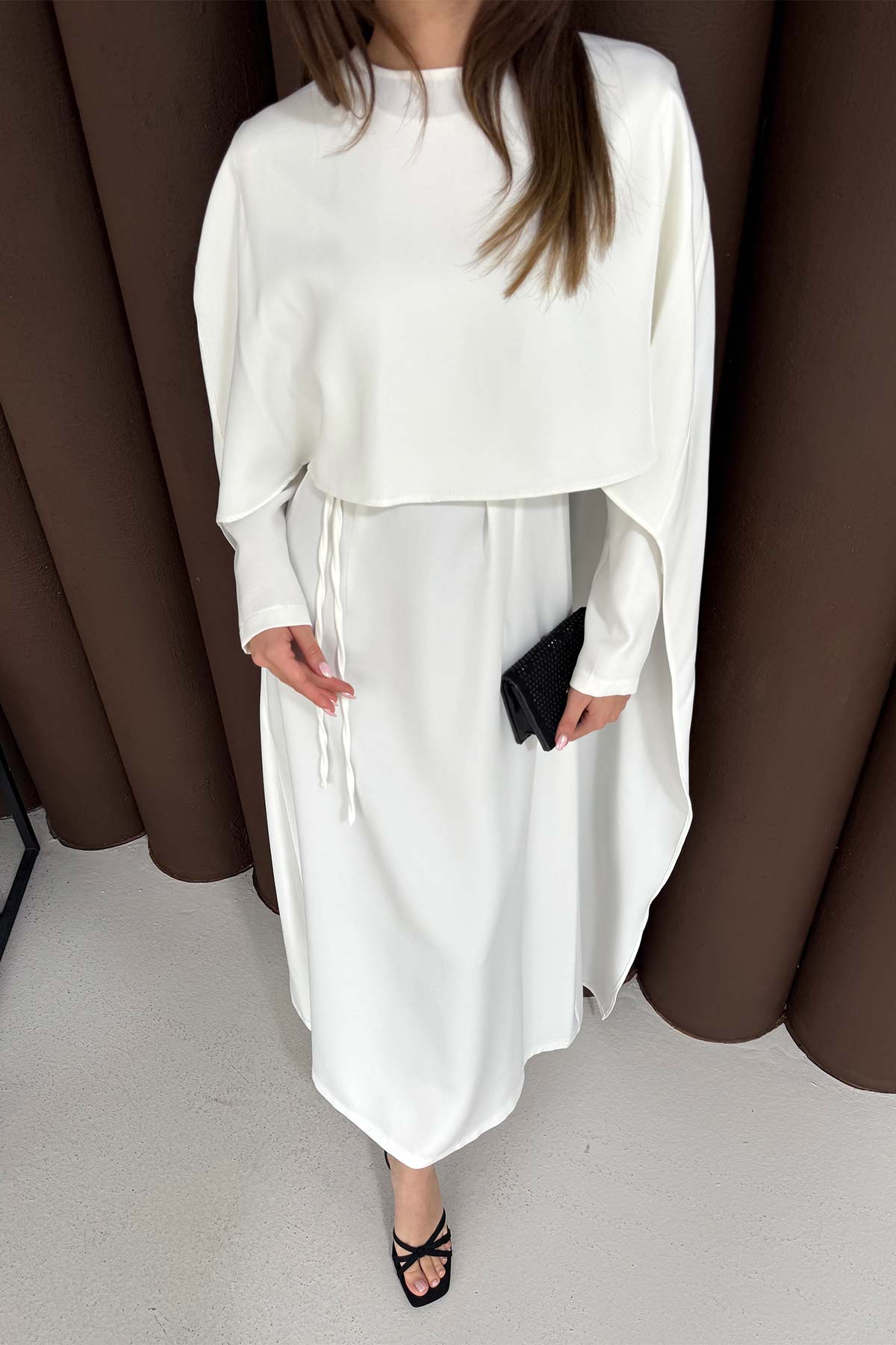 Pelerinli Elbise 3-3392