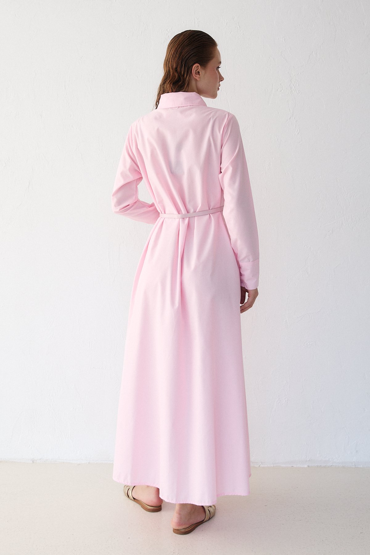 Kemerli Poplin Elbise 32-3555