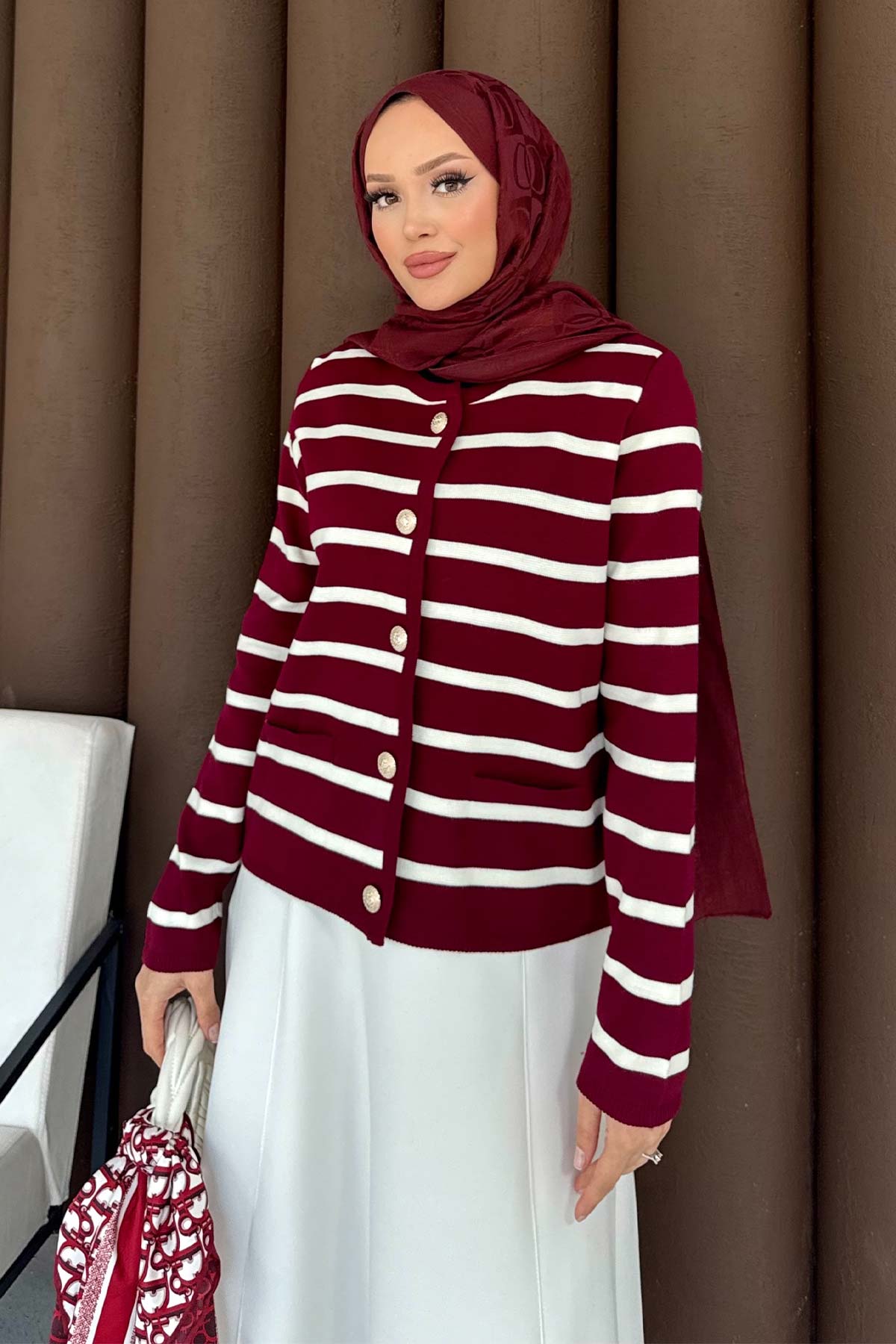 Çizgili Triko Hırka 70-2419
