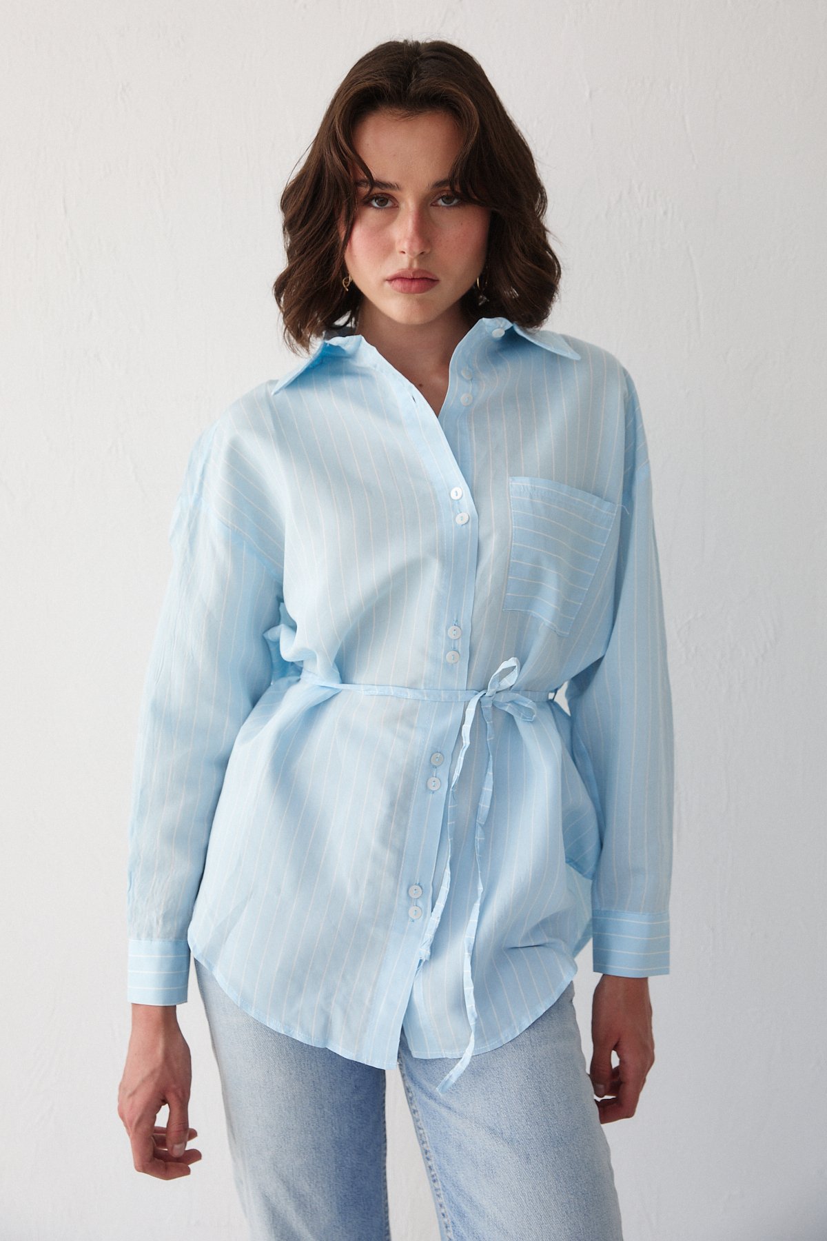 Çizgili Poplin Gömlek 3-3343
