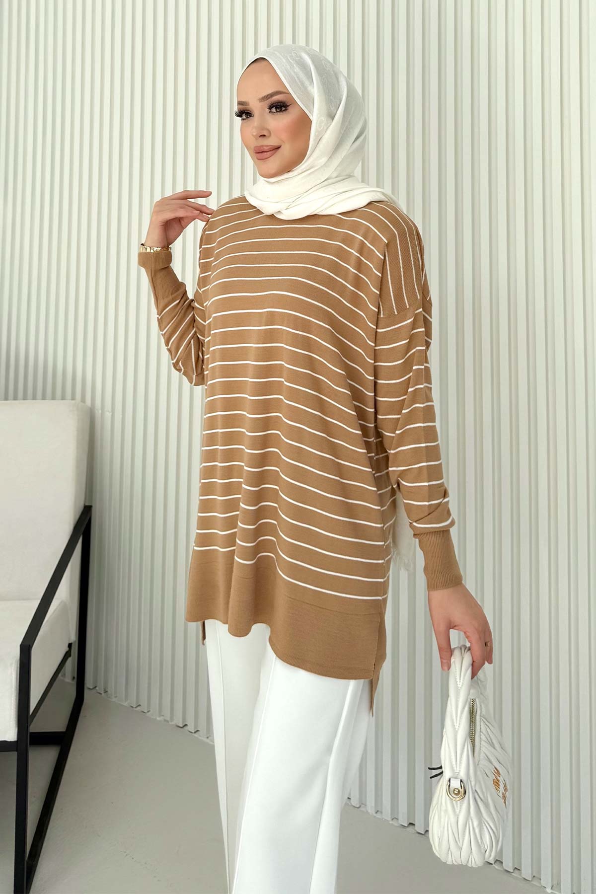 Çizgili Triko Tunik 70-2020