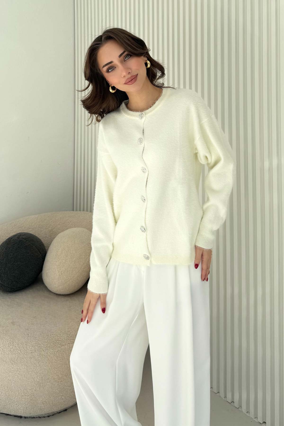 Düğmeli Triko Hırka 70-2430