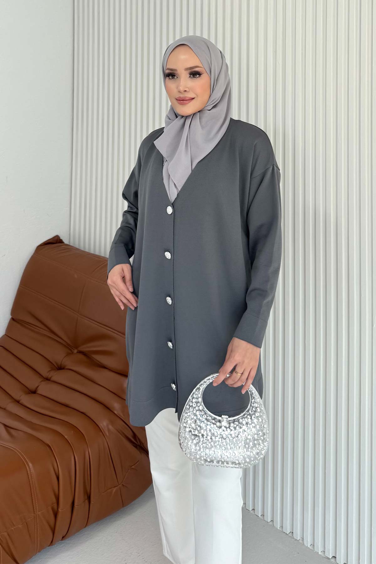 Soğuk İplik Uzun Triko Hırka 70-2532