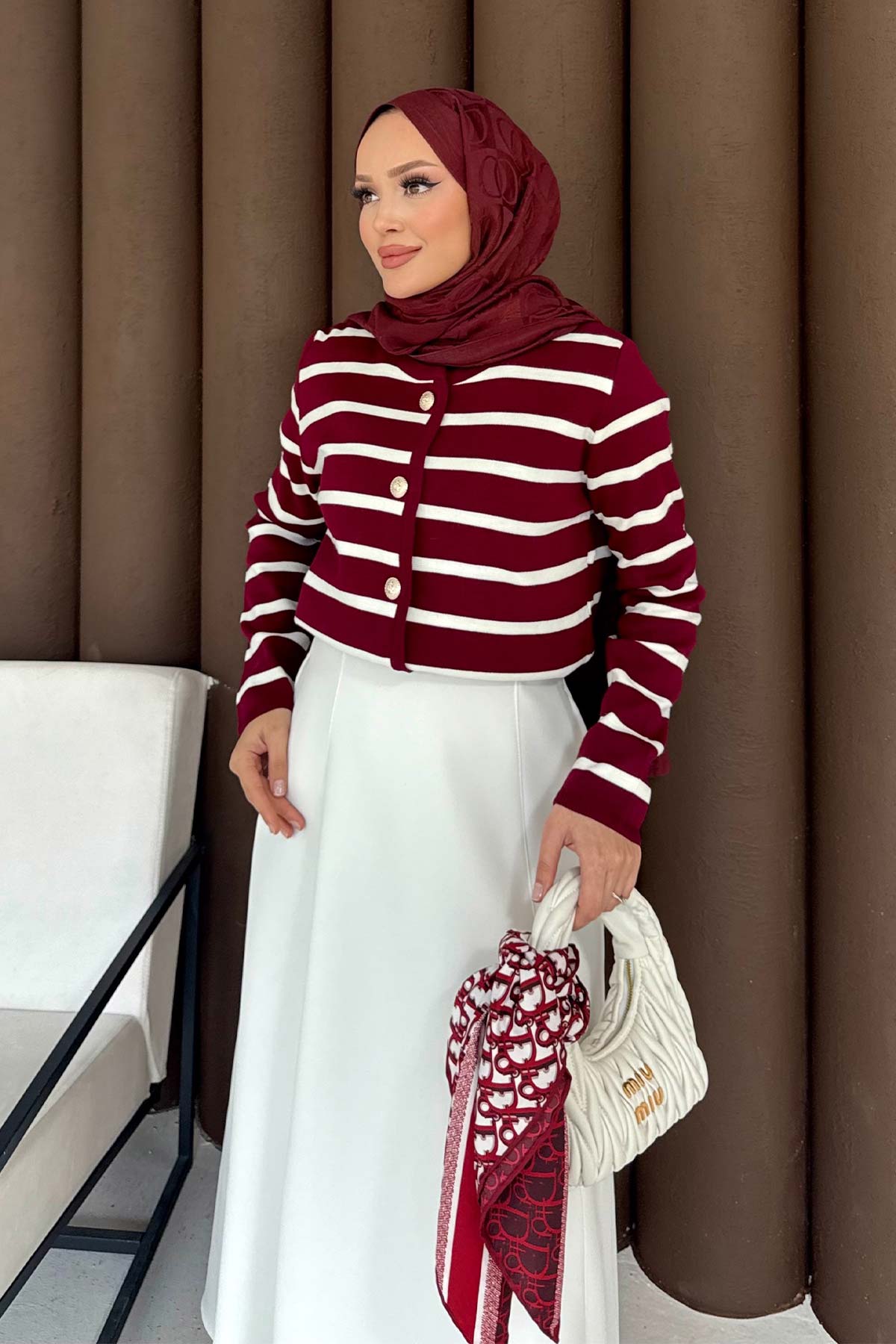 Çizgili Triko Hırka 70-2419