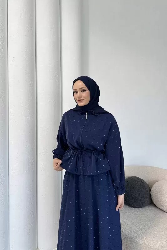 Taşlı Dubai Etekli Takım 32-3535