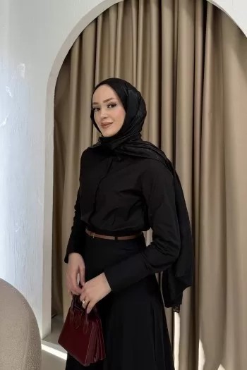 Kemerli Poplin Elbise 3-0044