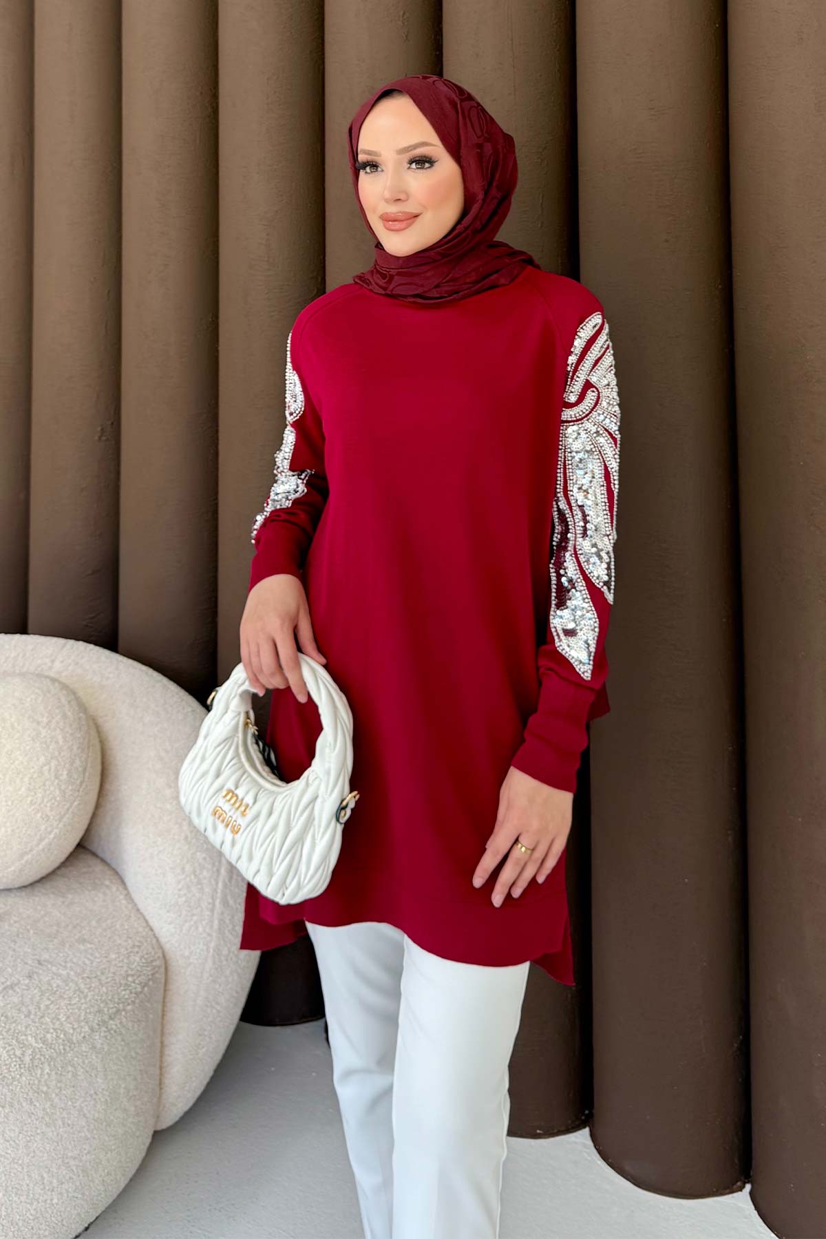 Taşlı Triko Tunik 70-2494