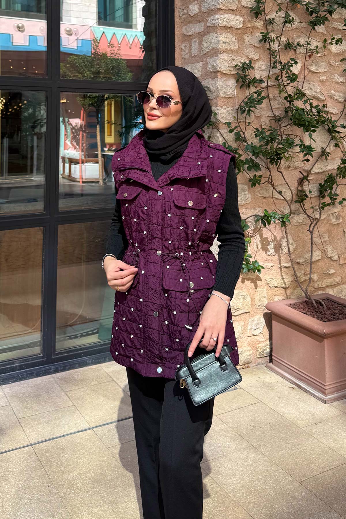 Taşlı Kapitone Yelek 32-2502