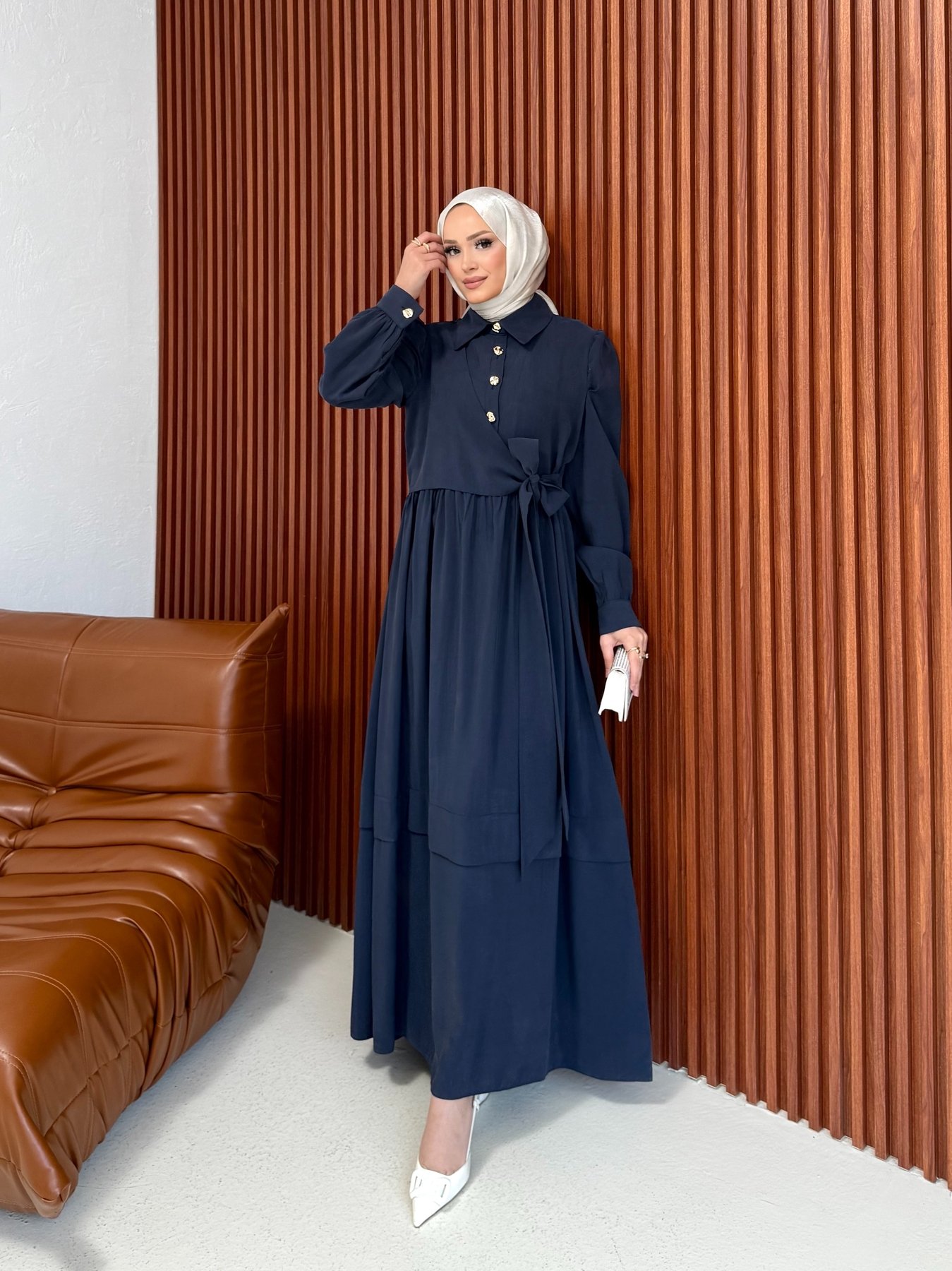 Modal Bağlamalı Elbise 12-3954