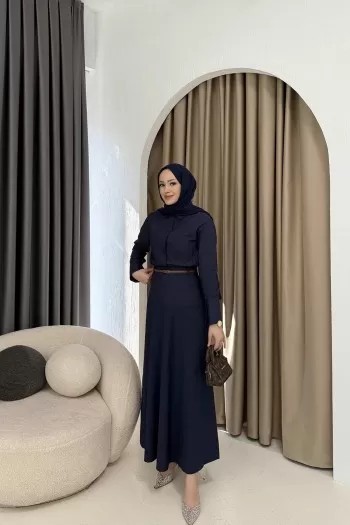Kemerli Poplin Elbise 3-0044