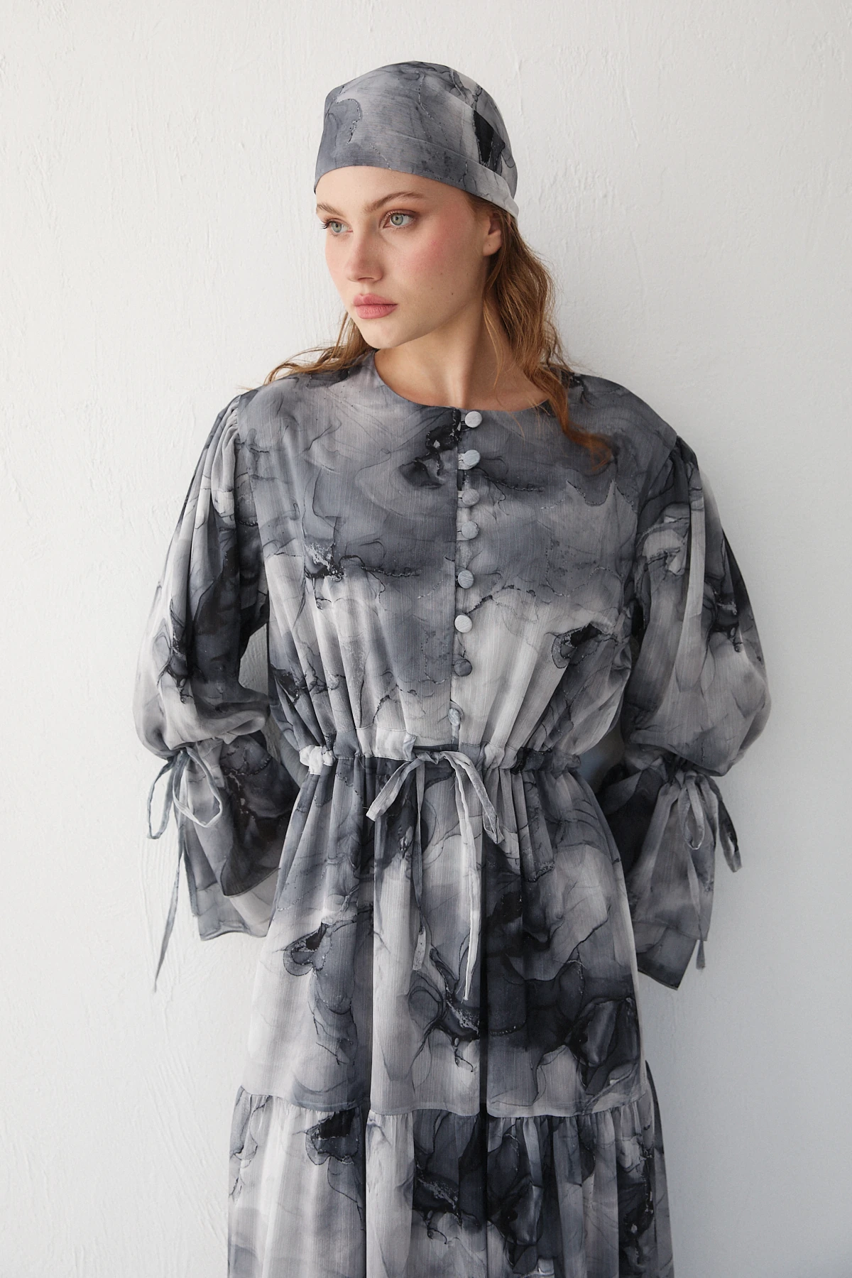 Şallı Desenli Elbise 32-2378