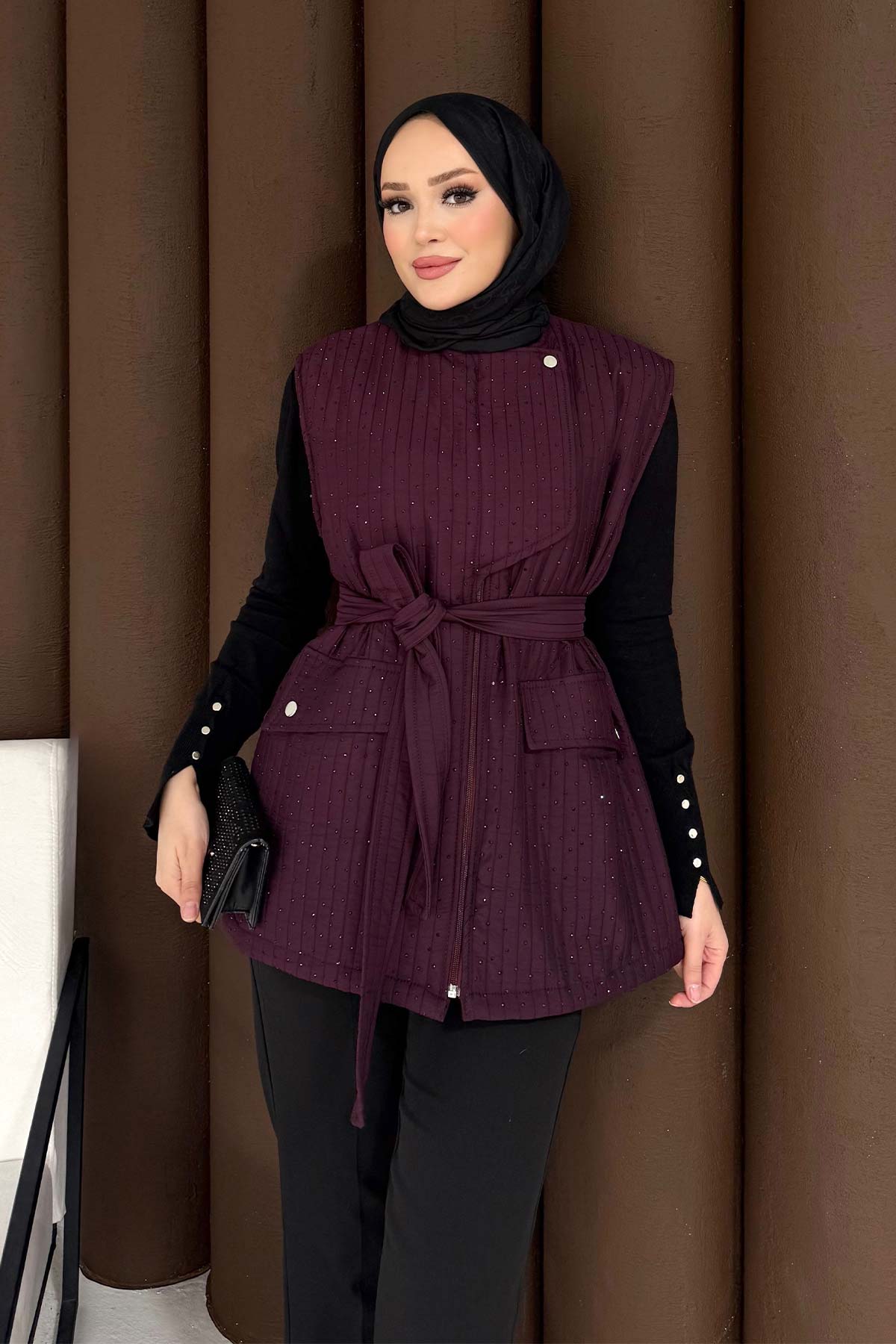 Taşlı Kapitone Yelek 32-3732