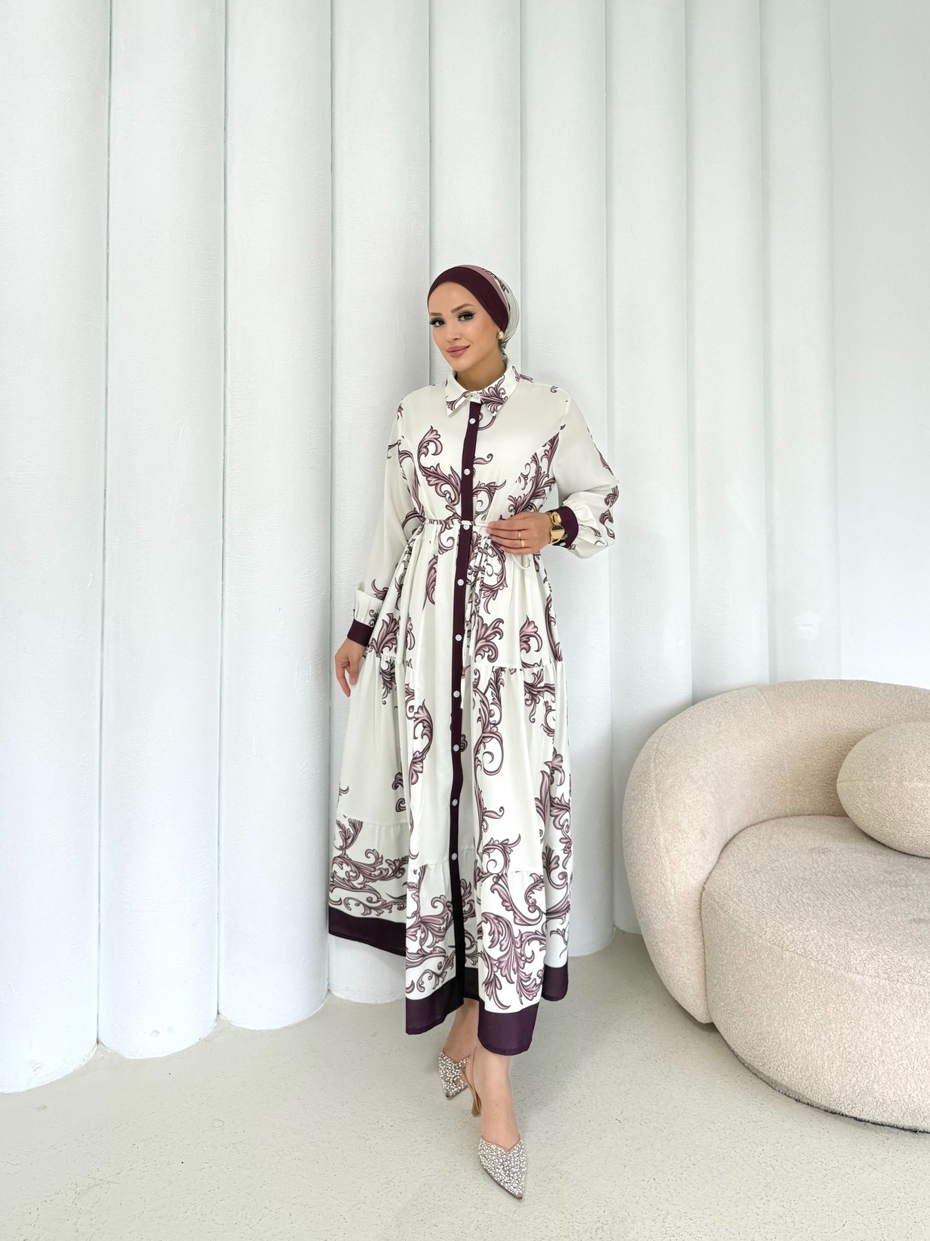 Desenli Elbise 32-2367