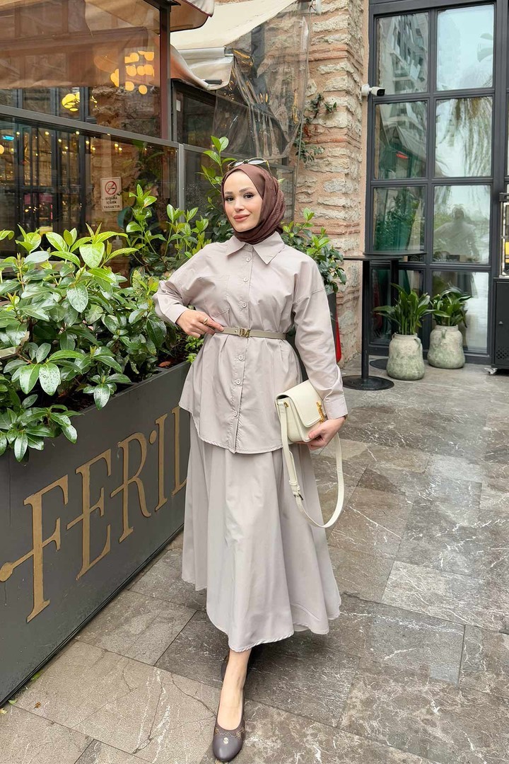 Kemerli Poplin Etekli Takım 32-3507