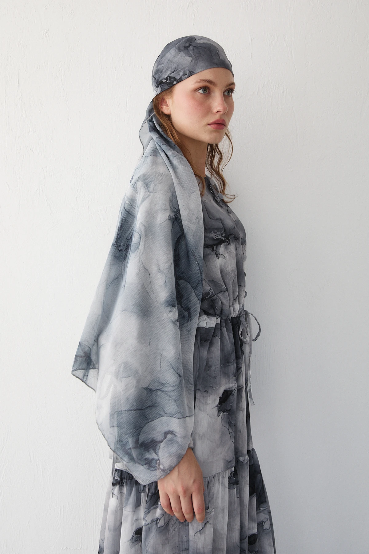 Şallı Desenli Elbise 32-2378