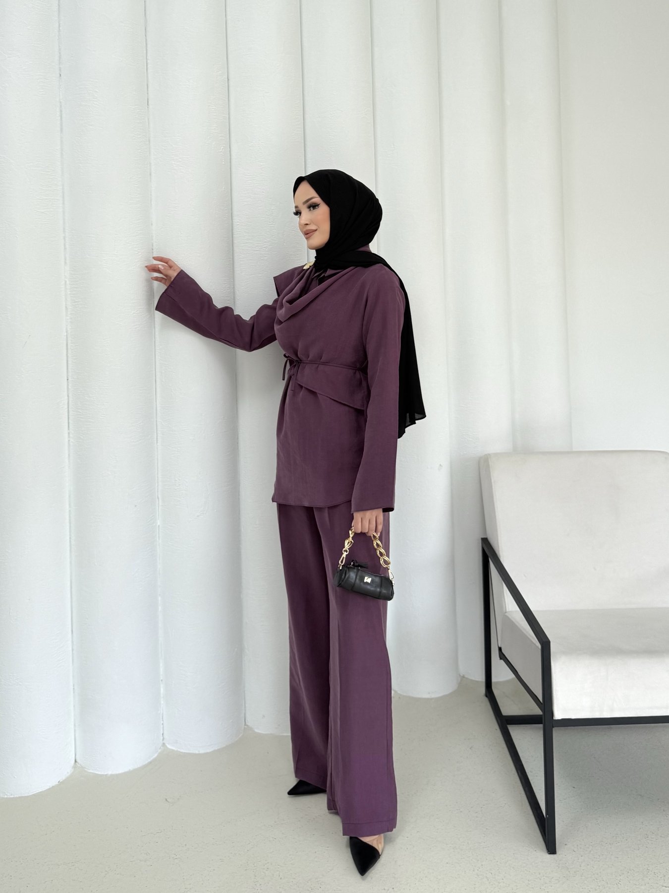 Düğmeli Modal Takım 3-3307
