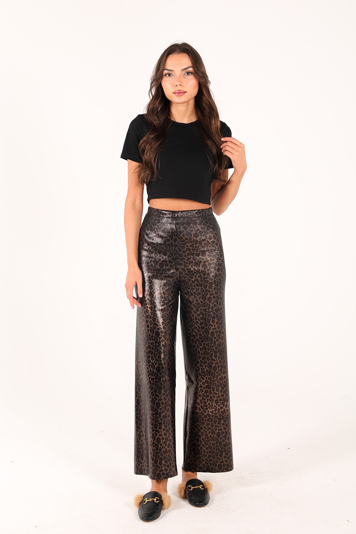 Leopar Varaklı Pantolon 32-7024-2