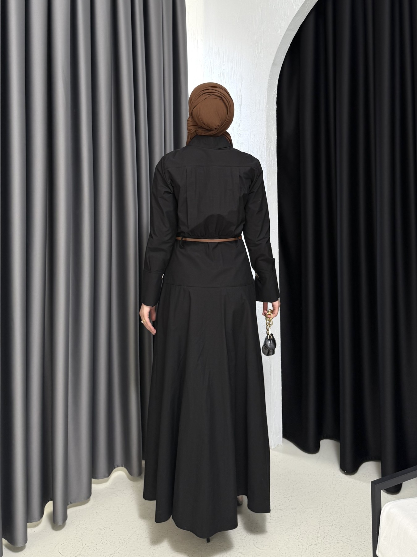 Kemerli Poplin Elbise 3-3312