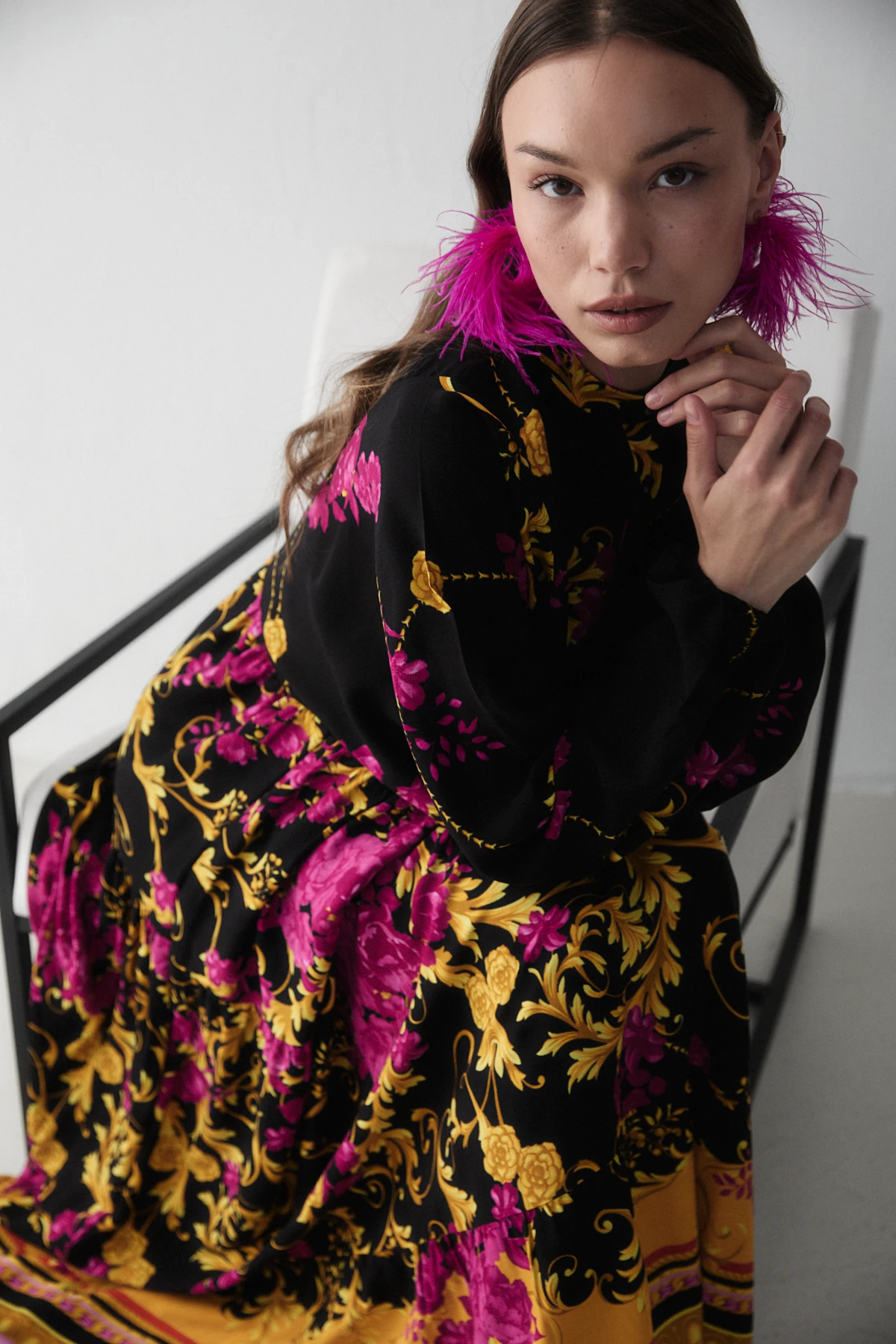 Desenli Viskon Elbise 68-6168-2