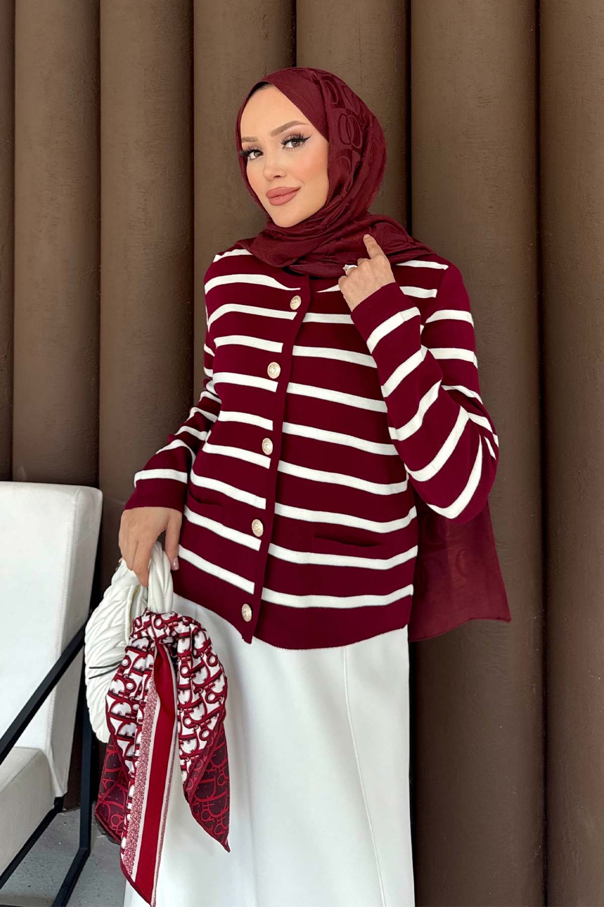 Çizgili Triko Hırka 70-2419