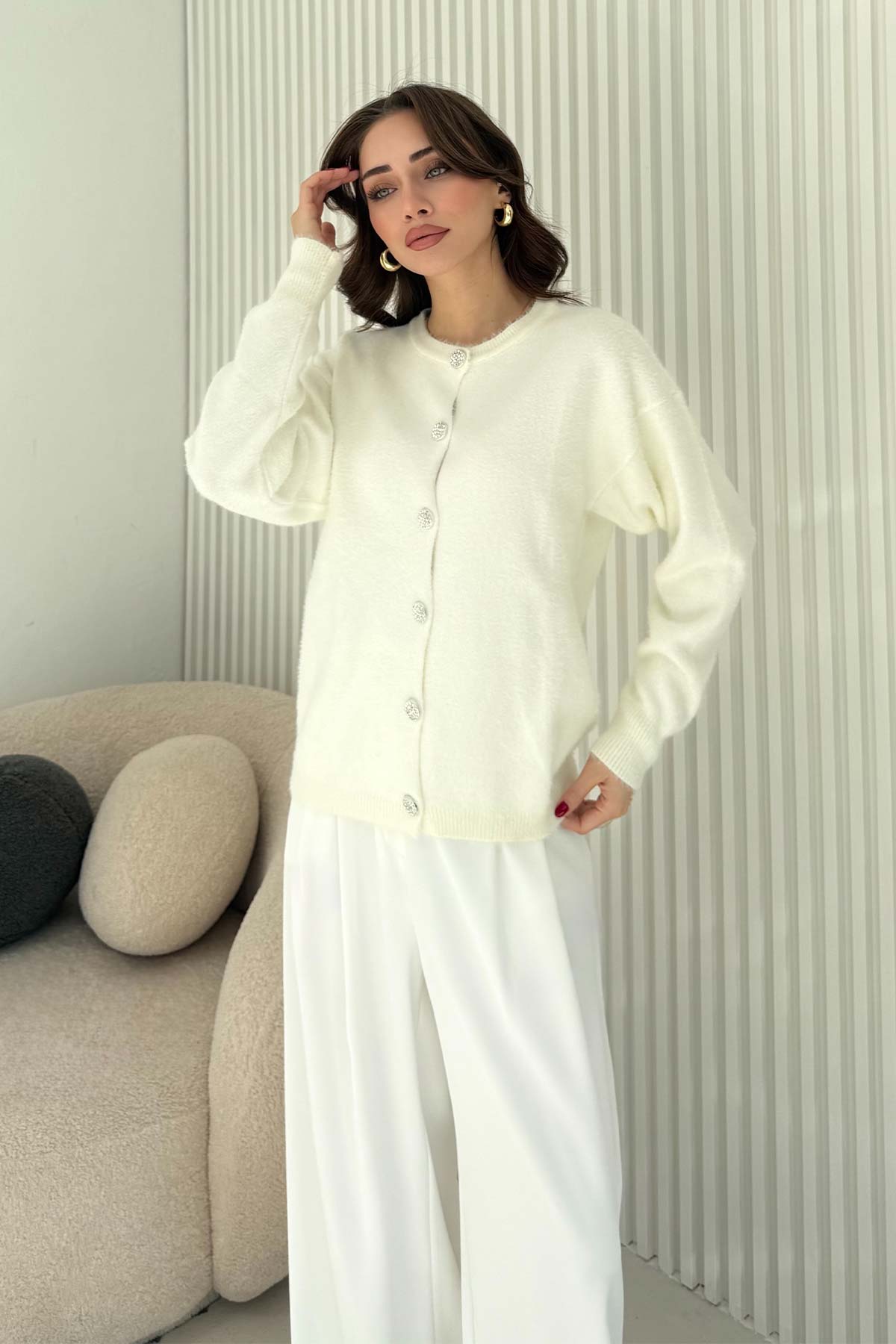 Düğmeli Triko Hırka 70-2430