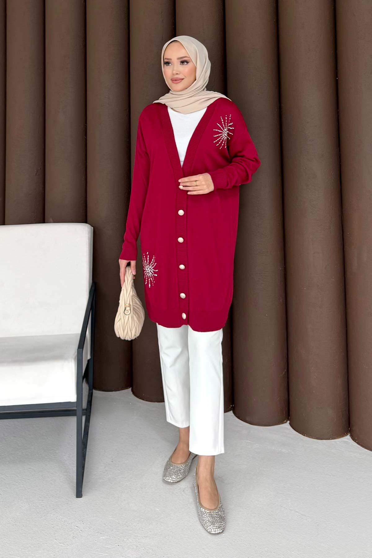 Taşlı Triko Hırka 70-2486