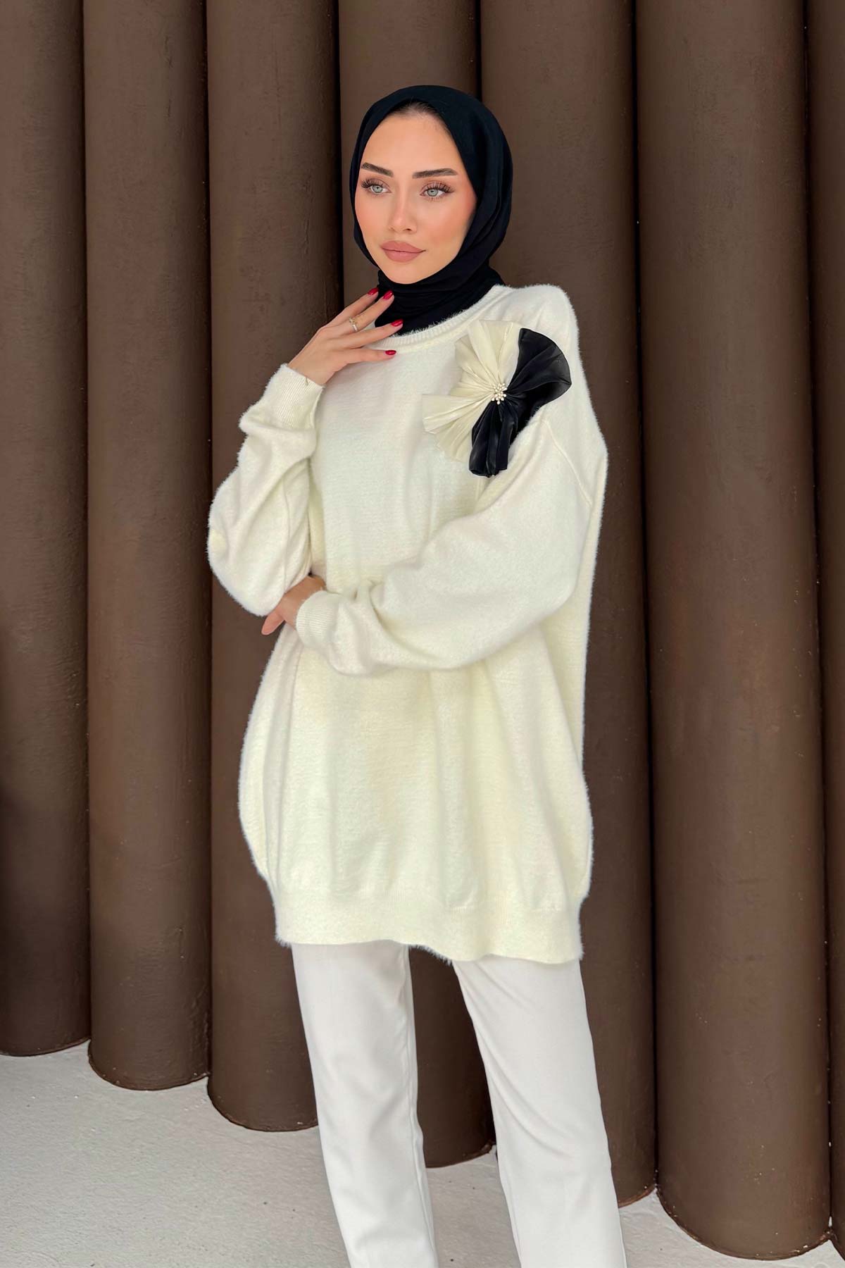 Broşlu Triko Tunik 70-2478