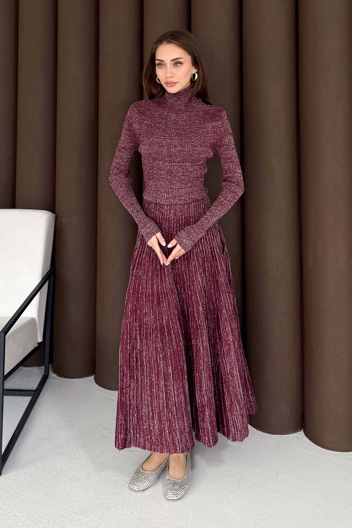 Simli Triko Elbise 3-1521