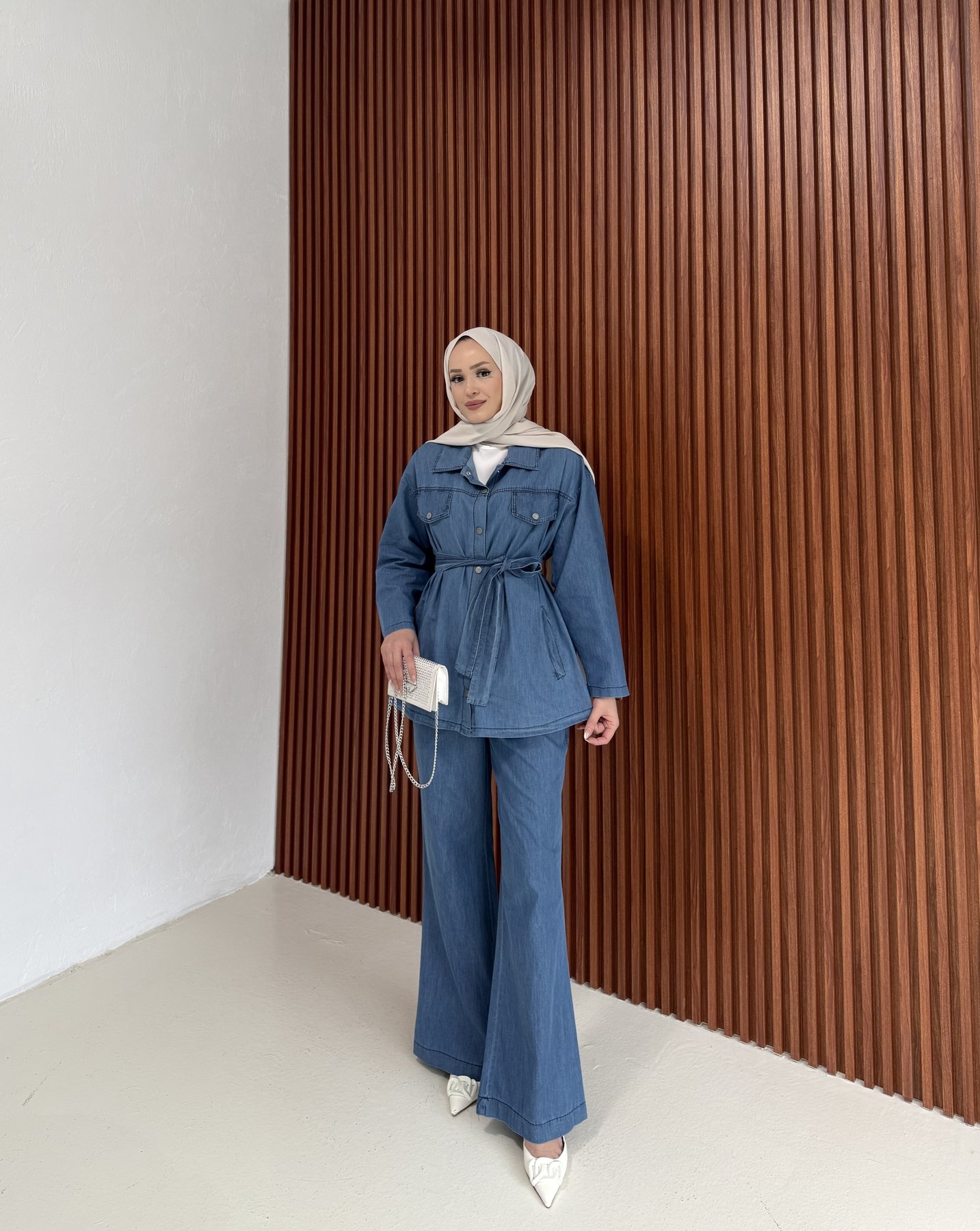 Çıtçıtlı Denim Takım 12-8603