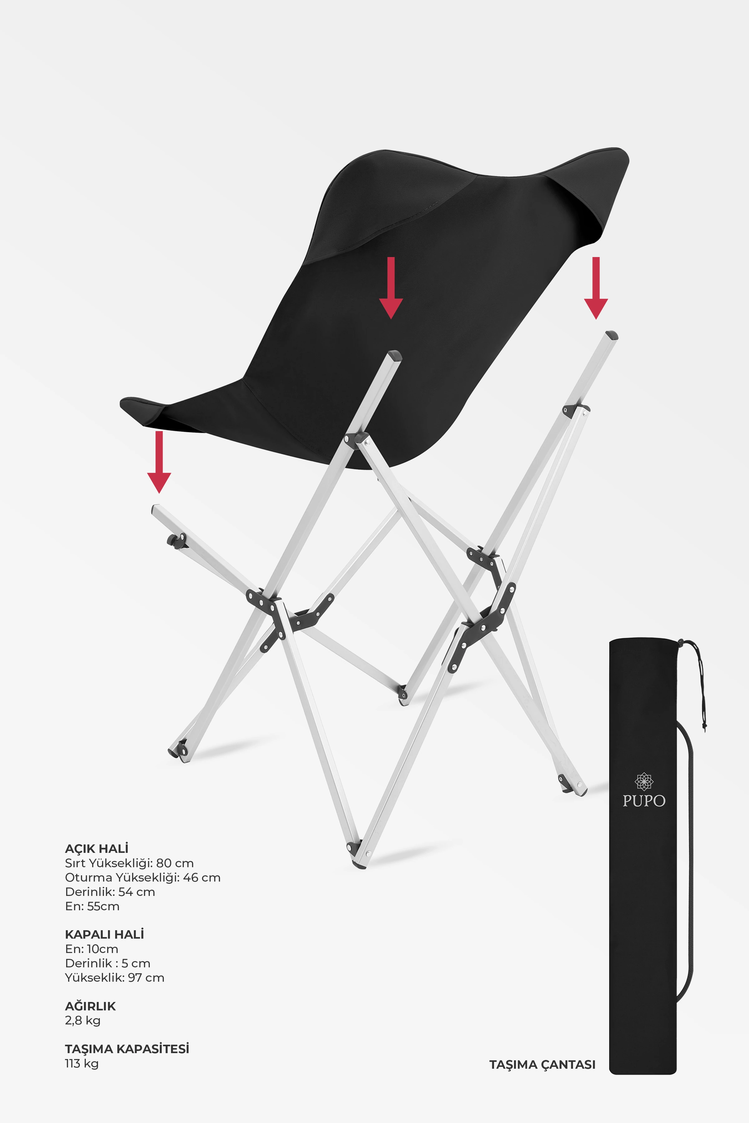 Alüminyum Kamp Seti ( 2 Kamp Sandalyesi + 1 Kamp Masası )