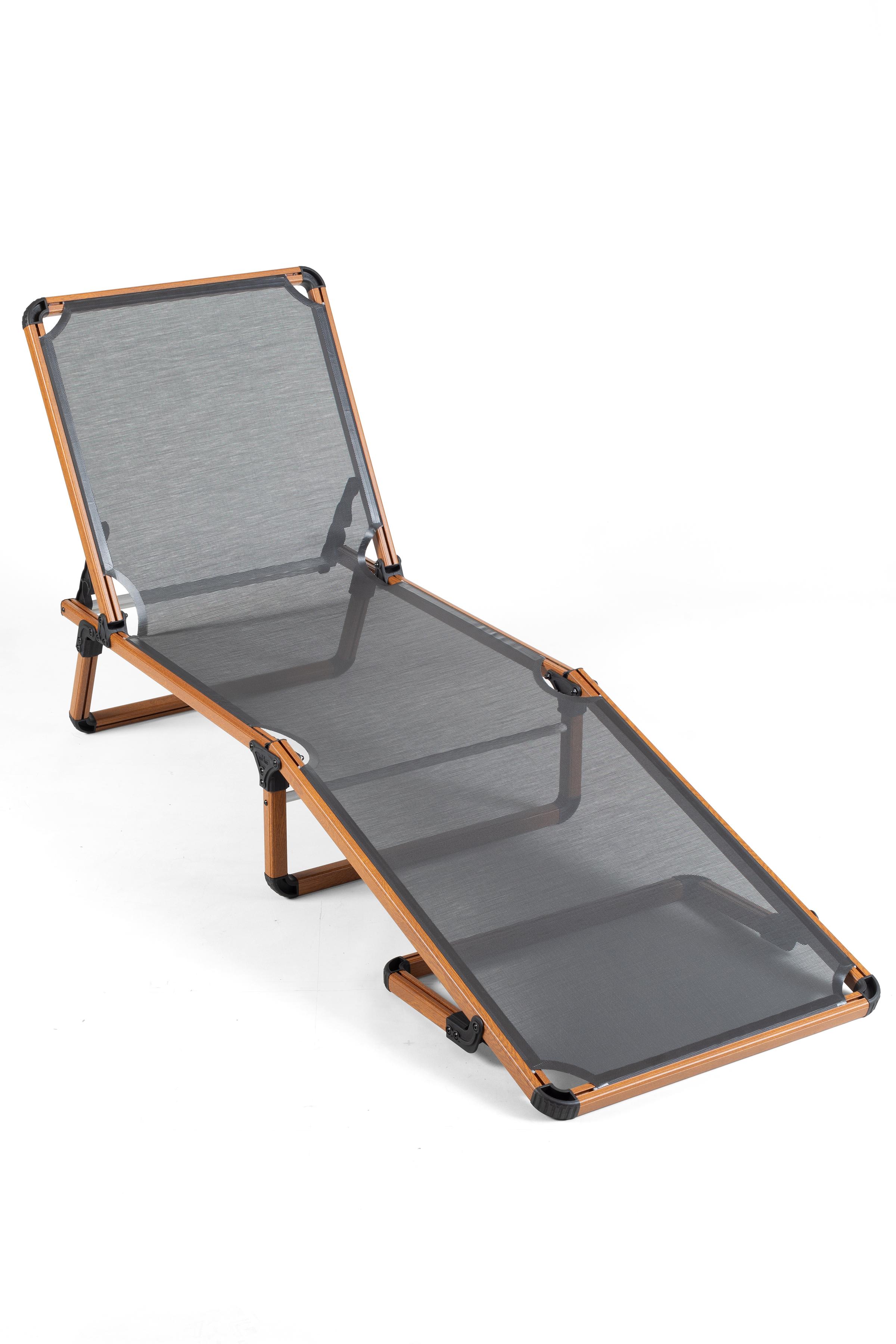 Alüminyum Katlanır ve Taşınır Şezlong - Teak