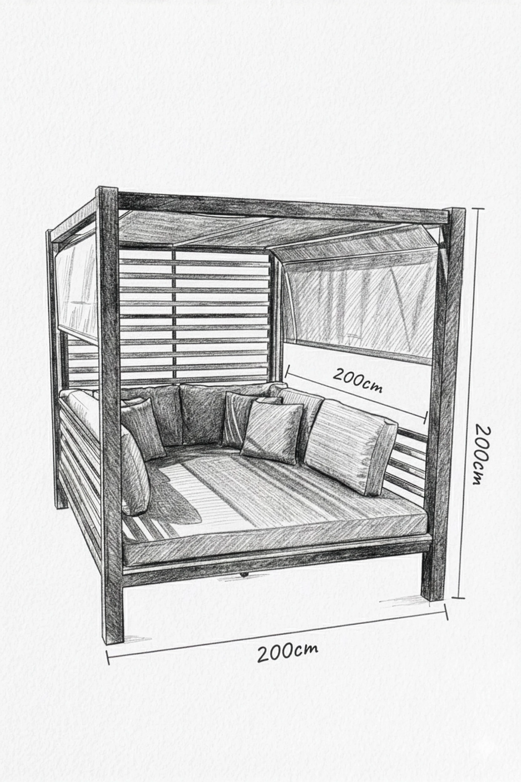 Alüminyum Plaj Locası I COMO - Antrasit & Teak