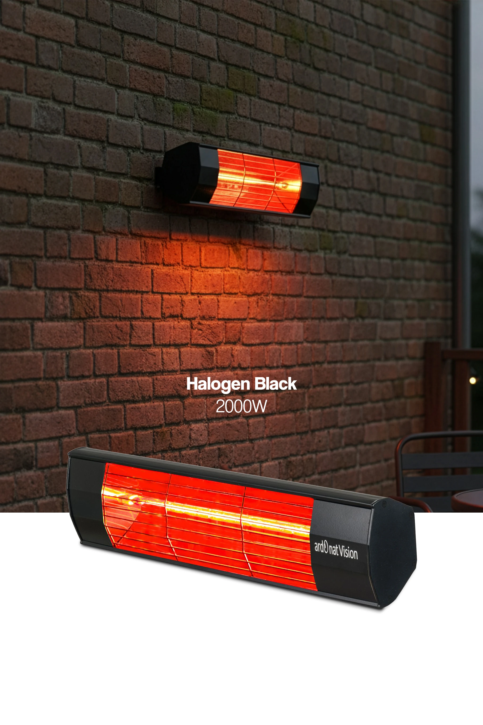 Halogen Black 2000W Duvar Tipi Dış Mekan Isıtıcısı