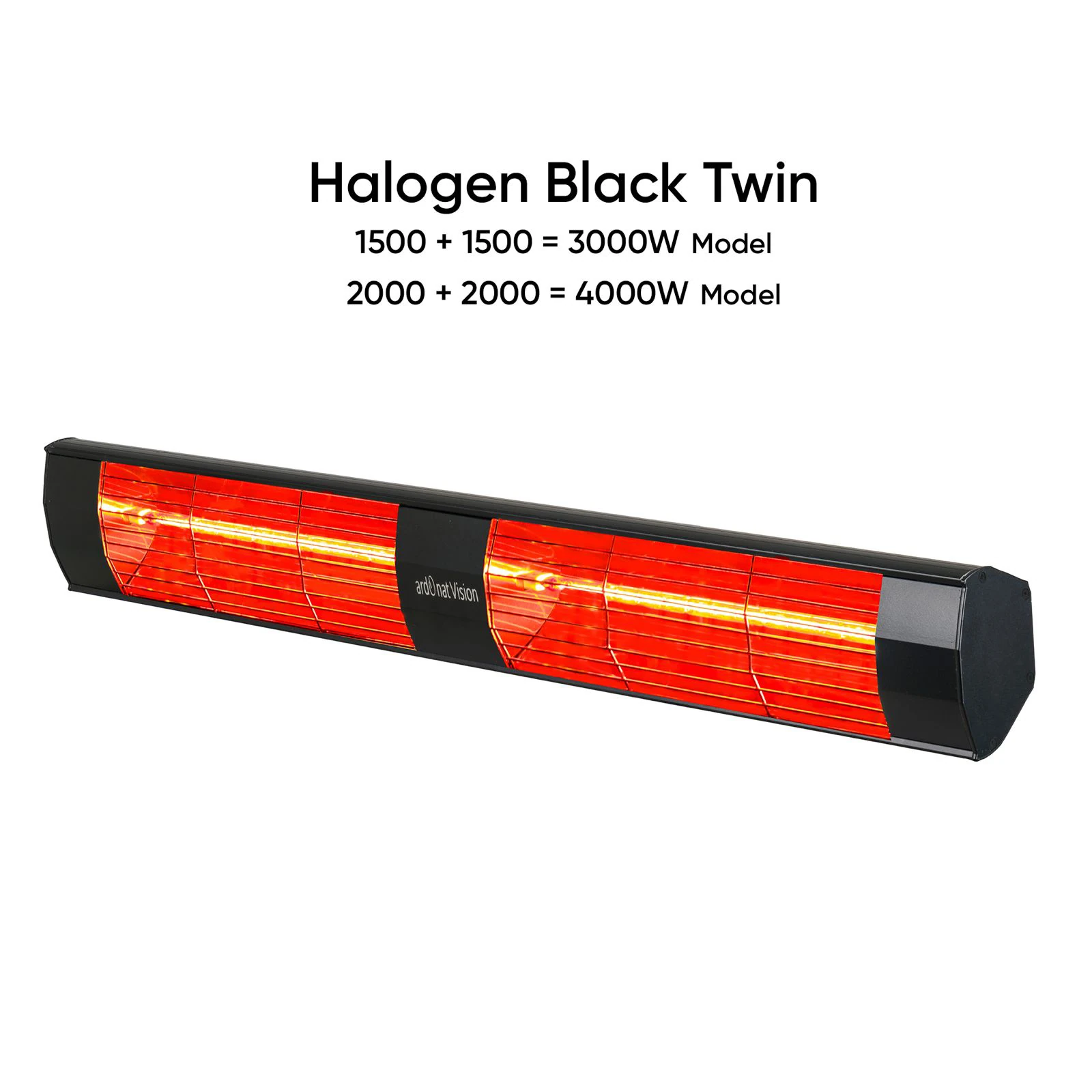 Halogen Black Twin Duvar Tipi Dış Mekan Isıtıcısı - 3000W