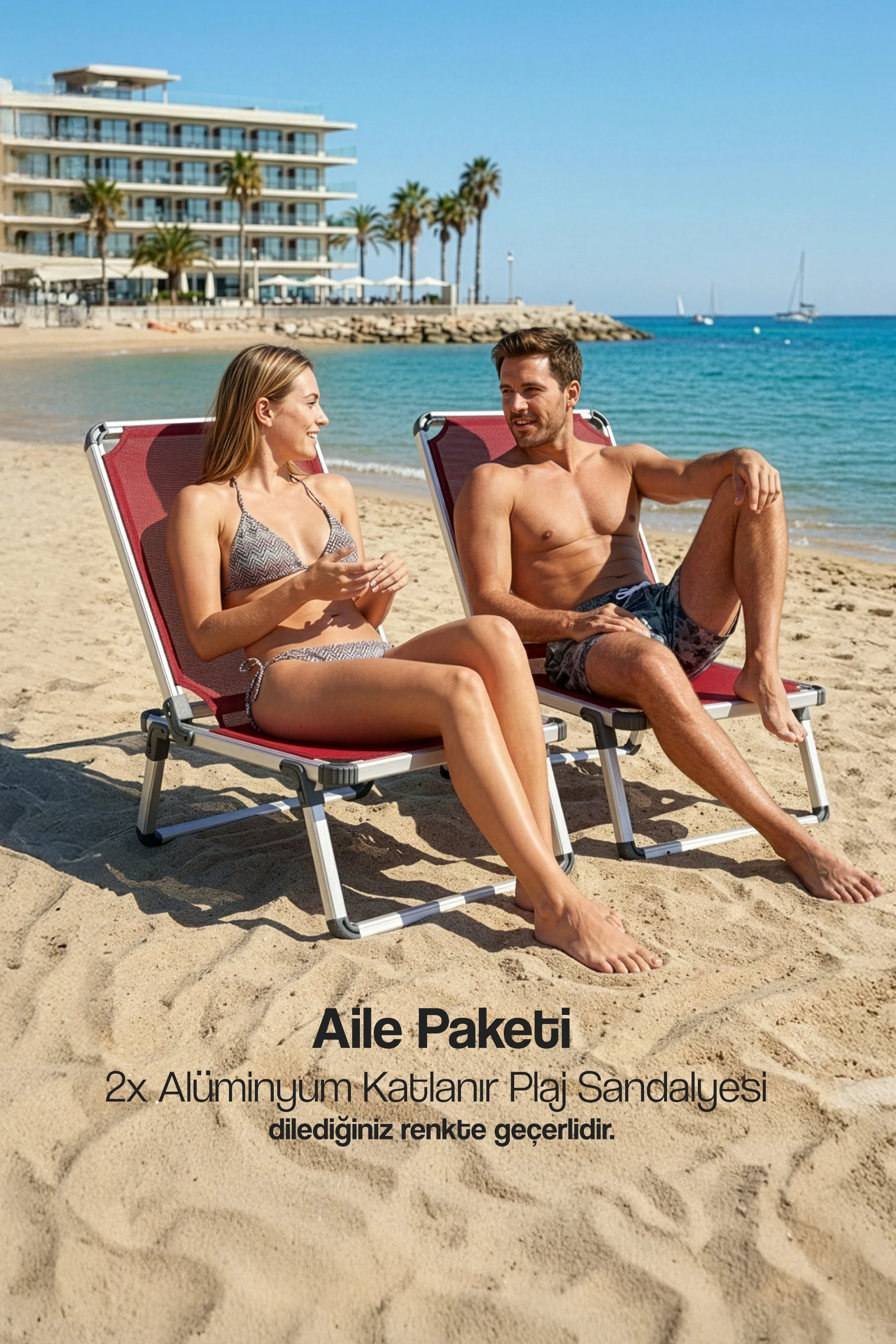 2'li Avantajlı Alüminyum Katlanır Plaj Sandalyesi Paketi