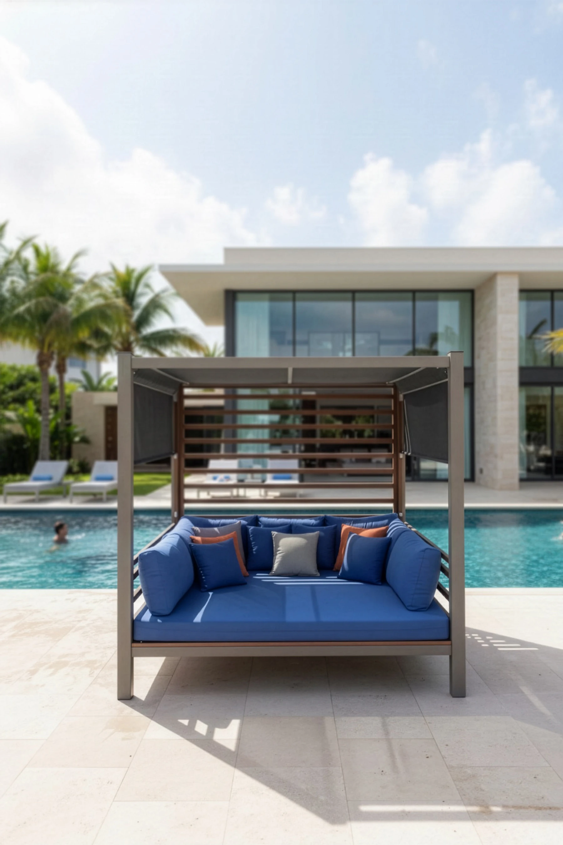 Alüminyum Plaj Locası I COMO - Cappuccino & Teak