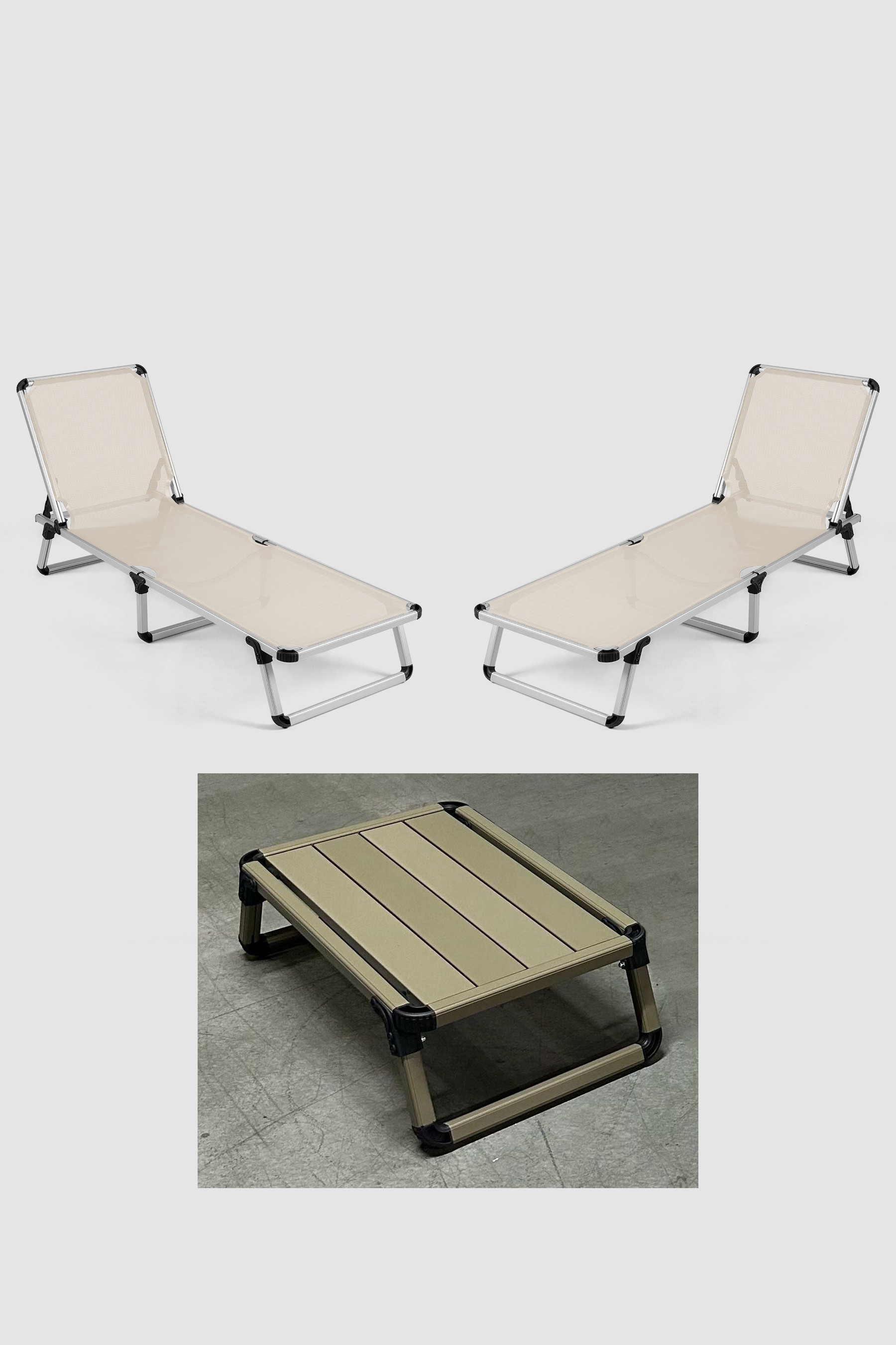Aile Paketi Beige 2 Şezlong & 1 Cappiccuno Sehpa
