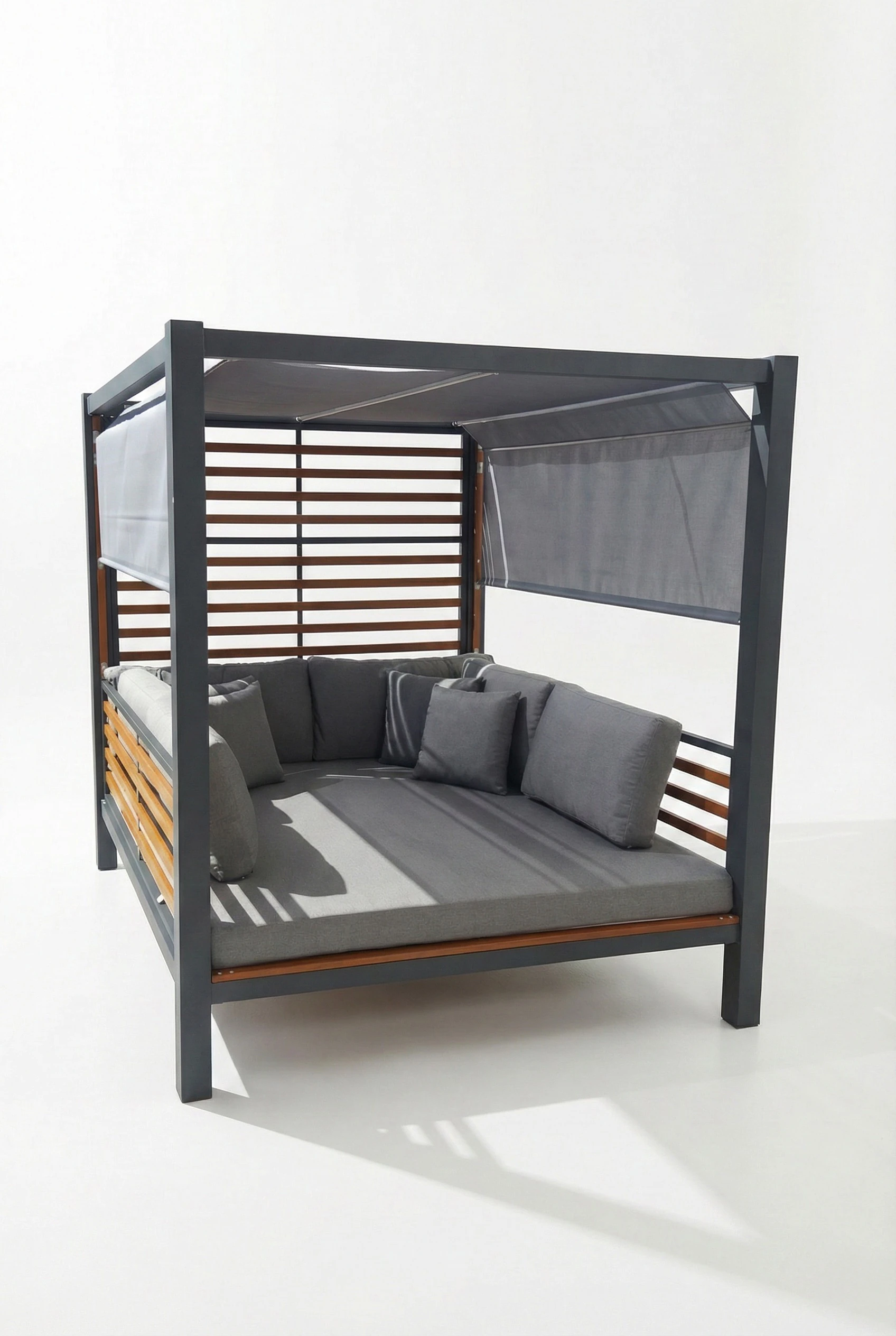 Alüminyum Plaj Locası I COMO - Antrasit & Teak