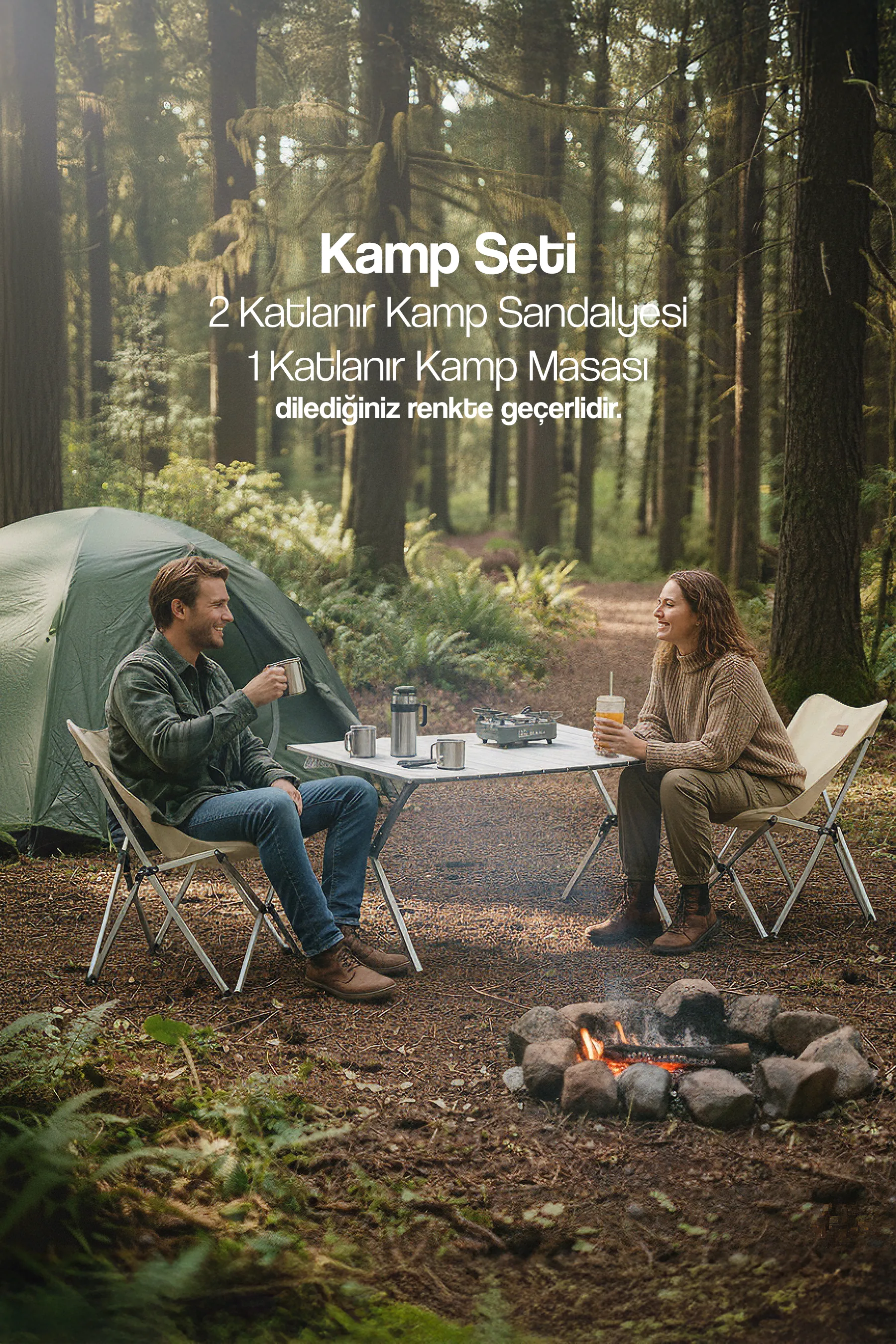 Alüminyum Kamp Seti ( 2 Kamp Sandalyesi + 1 Kamp Masası )