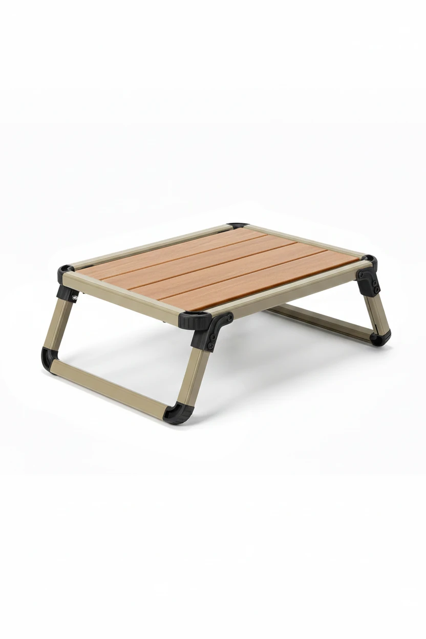 Alüminyum Katlanır Sehpa - Teak - Cappuccino