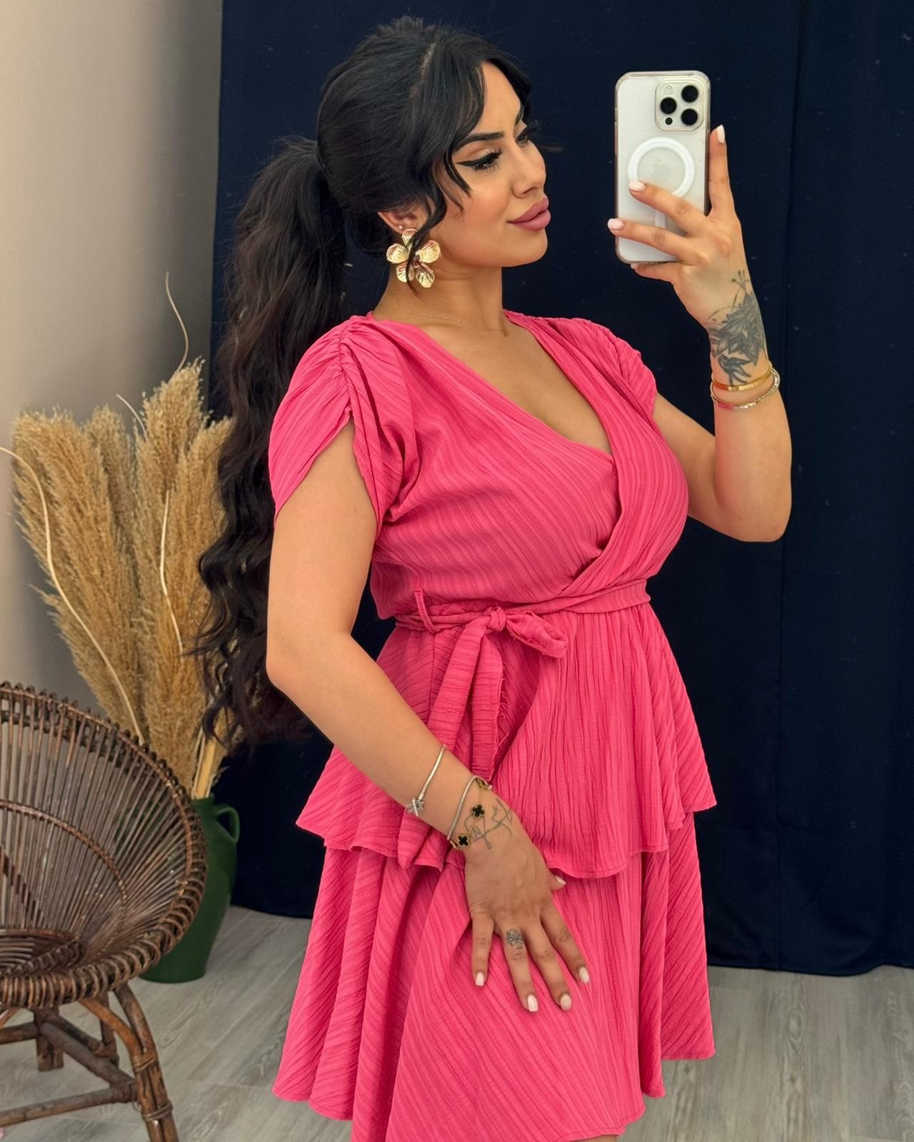 LİLYA KRUVAZE YAKA ELBİSE
