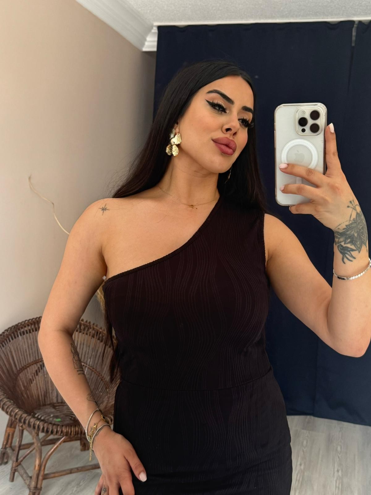 lagon tek kol elbise